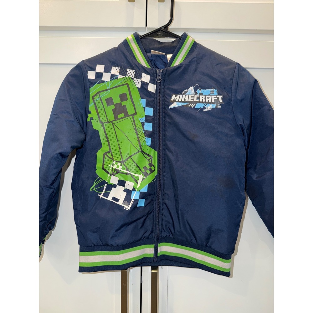 Minecraft Boys Creeper Bomber Jacket Admiral Navy Blue Size 8 M1P047ABBWT